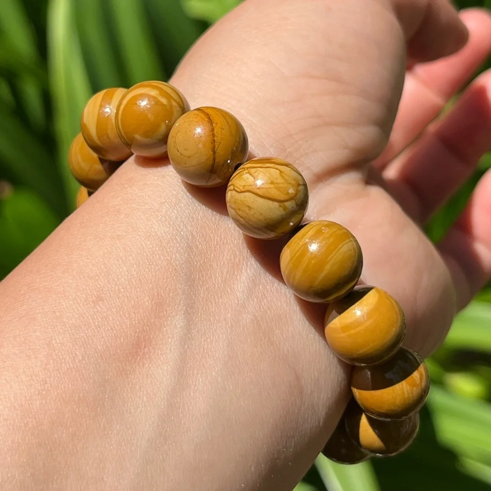 12.5mm‎ stretchable petrified wood bracelet